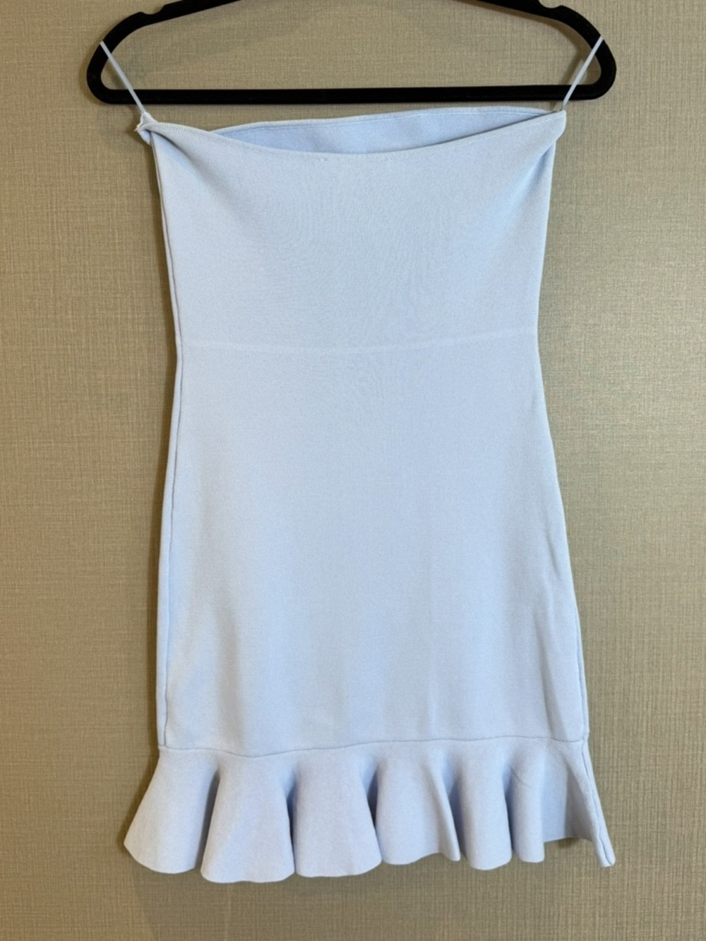 ZARA Baby Blue Bandage Knit Strapless Tube Mini Dress - Picture 4 of 10